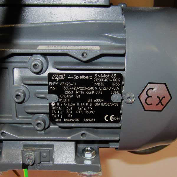 Exe-motor met Ex-markering