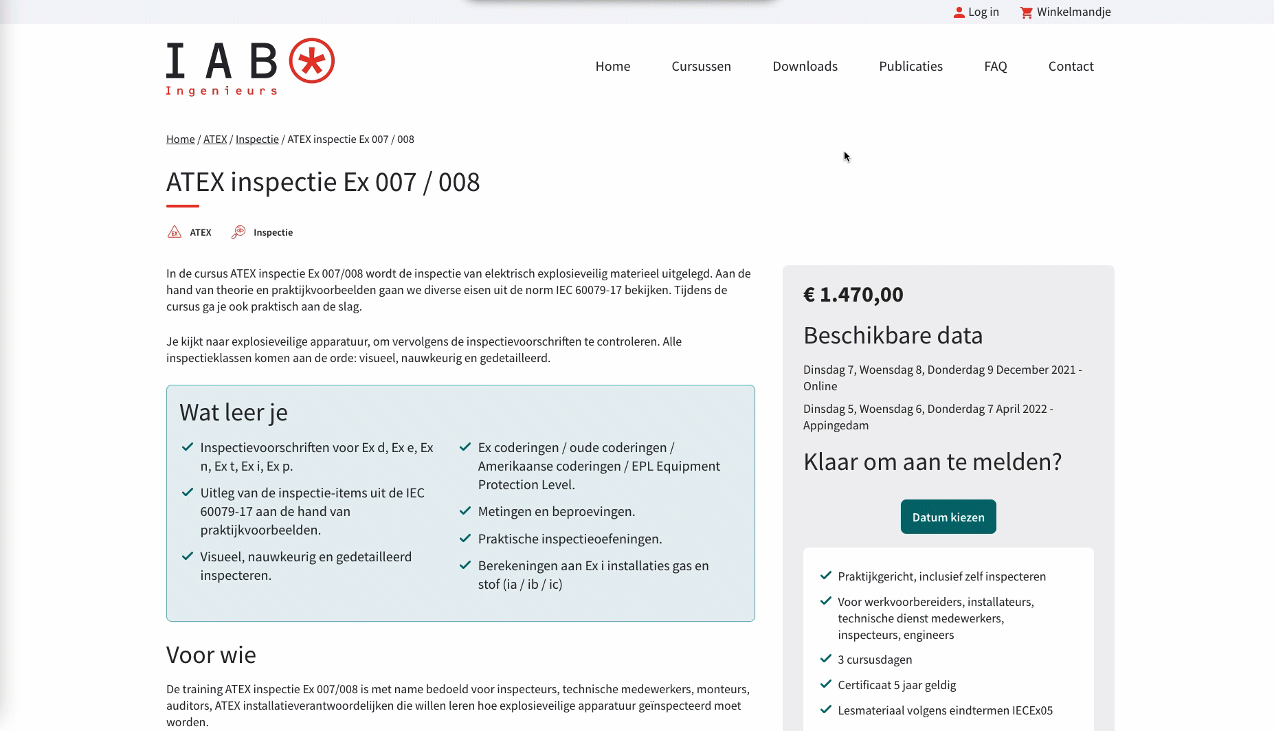 cursusdatum kiezen