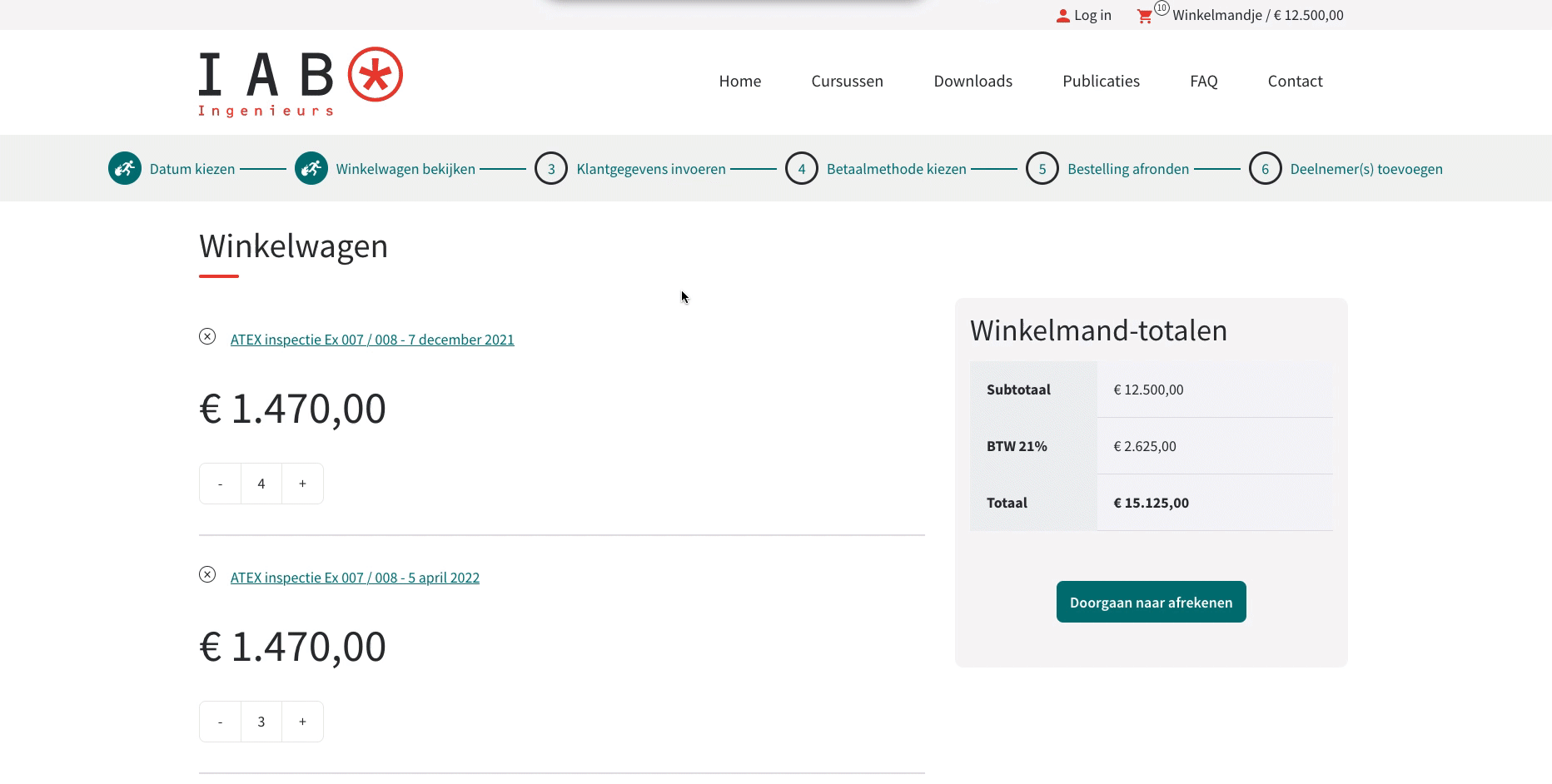 inhoud winkelwagen aanpassen